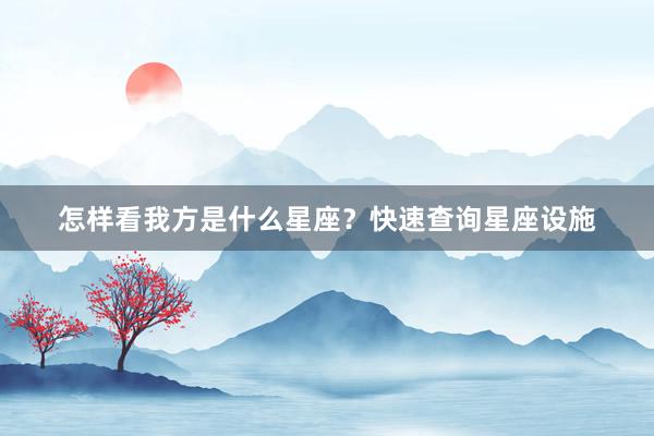 怎样看我方是什么星座？快速查询星座设施